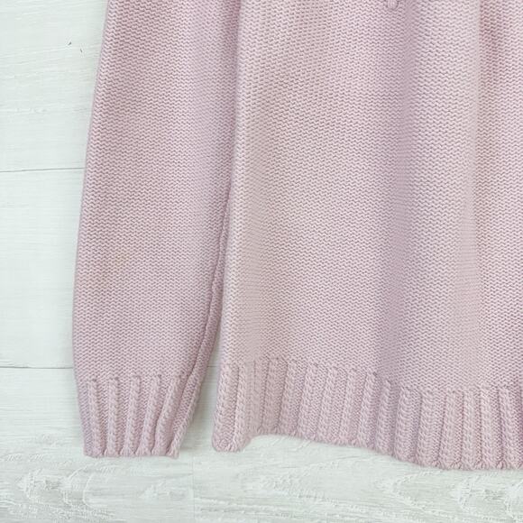 Talbots Knit Sweater Women Medium Embroidered Light Pink Preppy Coquette Crew - Picture 4 of 14